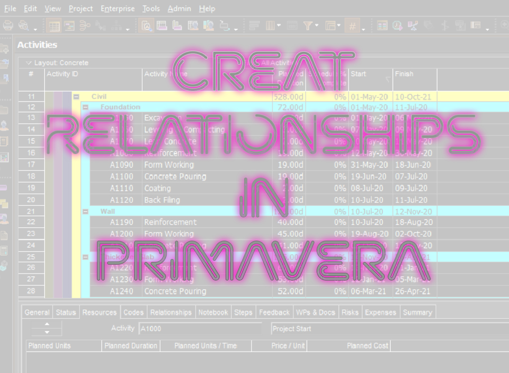 Creat Relationships in primavera